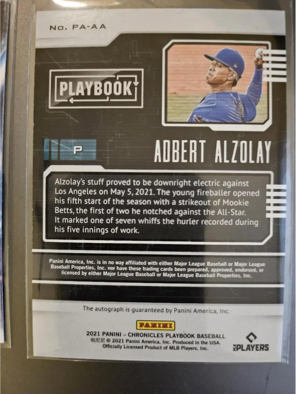 2021 Panini Chronicles #PA-AA Adbert Alzolay Playbook Autograph - No. 73/100